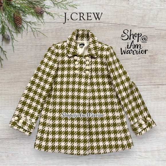 J.Crew rare vintage apple green houndstooth peacoat *shop@iamwarrior - Picture 3 of 9